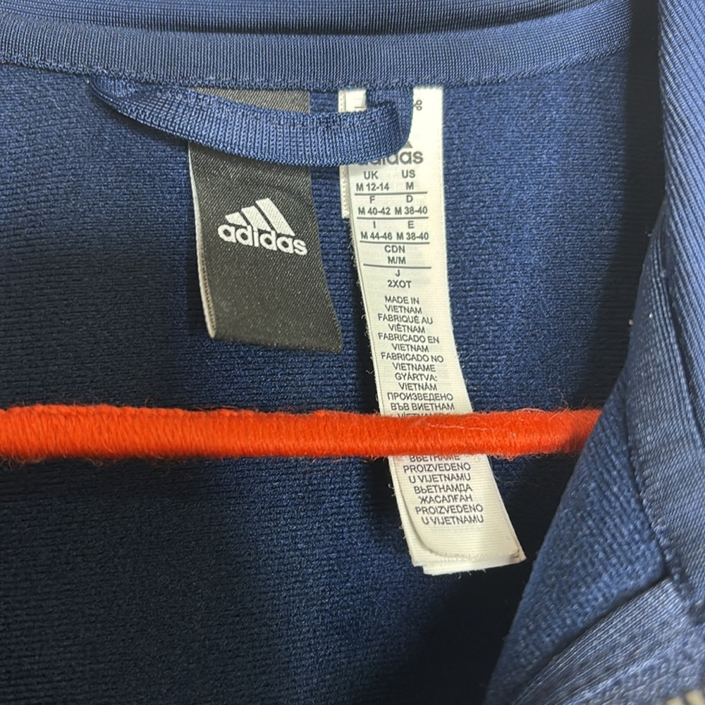 ADIDAS | Classic Blue With White Stripes Warm Up Jacket | Zip Up With Pockets - Picture 4 of 7